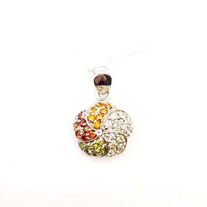 Colorful cz's Spiral Silver Plated Pendant New